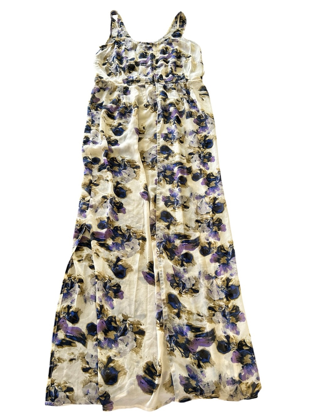 Silence + noise sheer sleeveless maxi dress floral white purple blue black rust